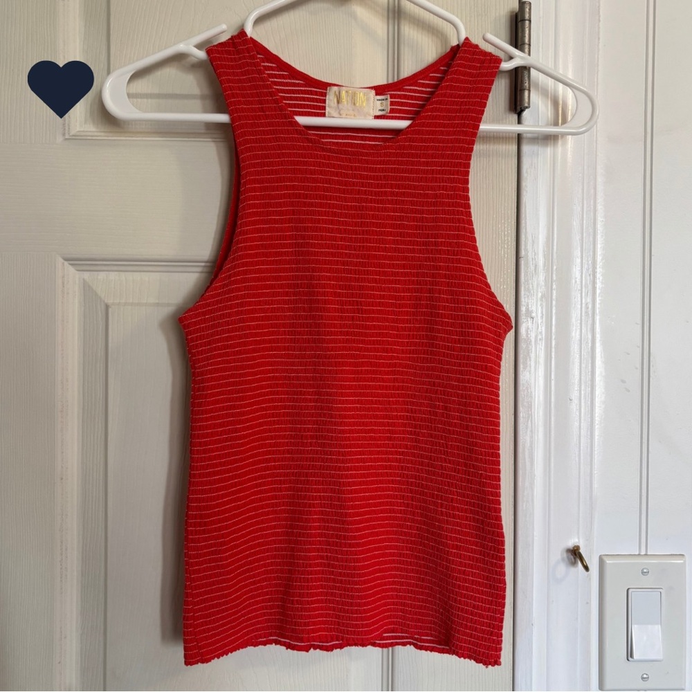 Anthropologie Nation LTD Christine Smocked Shirred Tank Top Pima cotton